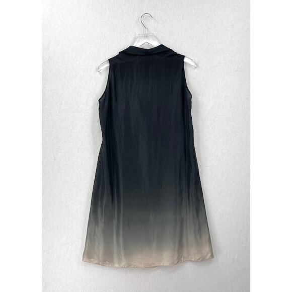 VIVIANA UCHITEL Sleeveless Silk Dress Small Gray Ombre Dip Dye Tuni Shift Cowl - Picture 3 of 16